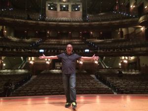 Alan Muraoka on The New Amsterdam Theatre stage where he recently starred as Iago in Aladdin on October 30, 2016. Photo by Lia Chang