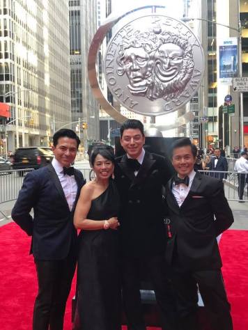 Luis Villabon, Baayork Lee, Malan Breton and Steven Eng (Co-Founder of National Asian Artists Project, Inc.) attend the 2017 Tony Awards at Radio City Music Hall on June 11, 2017 in New York City. Photo: NAAP/Facebook