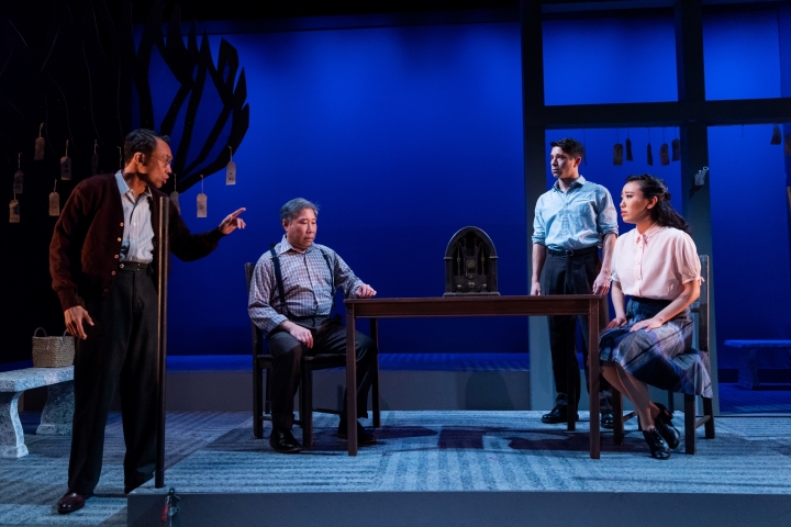 Ron Domingo, Gary Thomas Ng, Sam Tanabe and Grace Yoo in SpeakEasy Stage's production of ALLEGIANCE. Photo by Nile Scott Studios