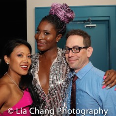 GETTIN' THE BAND BACK TOGETHER cast members J. Elaine Marcos, Jasmine Richardson, Garth Kravits at the ONCE ON THIS ISLAND Tony Party at Vida Verde in New York on June 10, 2018. Photo by Lia Chang