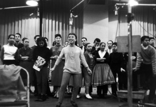 Pat Suzuki and cast of the Broadway production of FLOWER DRUM SONG. Photo Credit: Don Hunstein