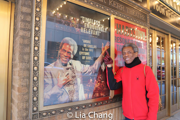André De Shields in front of the Walter Kerr Theatre in New York, where HADESTOWN begins previews on March 22, 2019. Photo by Lia Chang