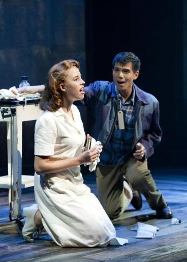Allie Trimm as Hannah Campbell and Telly Leung as Sammy Kimura in “Allegiance” at the Old Globe Theatre. Henry DiRocco