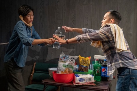 Cindy Cheung and Jon Norman Schneider in Playwrights Horizons' production of Mia Chung's CATCH AS CATCH CAN. Photo by Joan Marcus